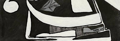 Onel-Lionel Paul 23 ⅜"x17 ¾" Resumen espiritual en blanco y negro con VEVE 2001 Pintura acrílica sobre papel Bristol montado #6MFN