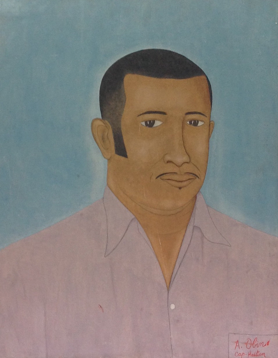 Antoine Obin (1929-1992) 20"x16" Retrato 1976 Óleo sobre Masonite # 13-3-96GN-HA