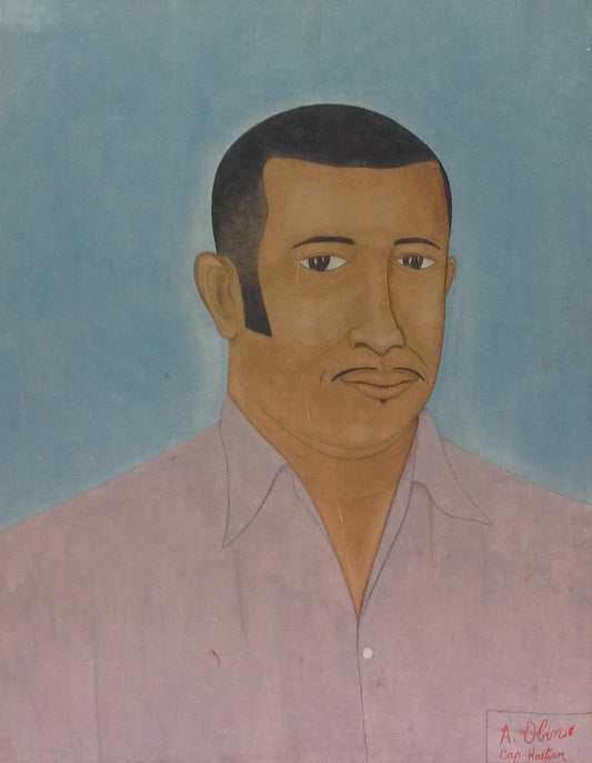 Antoine Obin (1929-1992) 20"x16" Retrato 1976 Óleo sobre Masonite # 13-3-96GN-HA