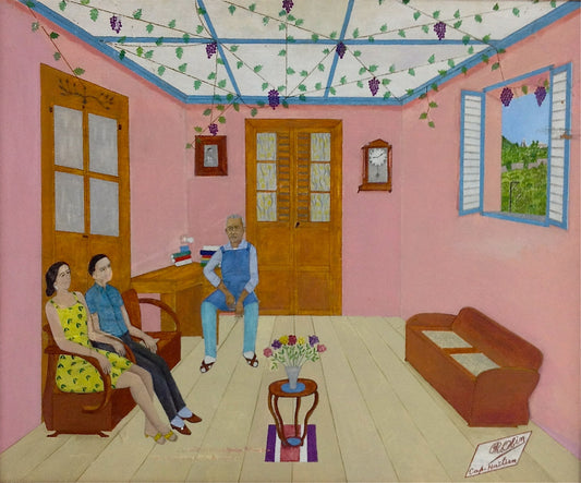 Philome Obin (1891-1986) 20"x24" Los visitantes #5-3-96GSN-HA Óleo a bordo