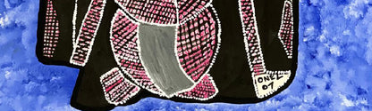 Onel-Lionel Paul 16 ¼"x13 ⅞" Abstracto/Black Shadow Spirit in Blue Background 2001 Pintura acrílica sobre papel Bristol montado #2MFN