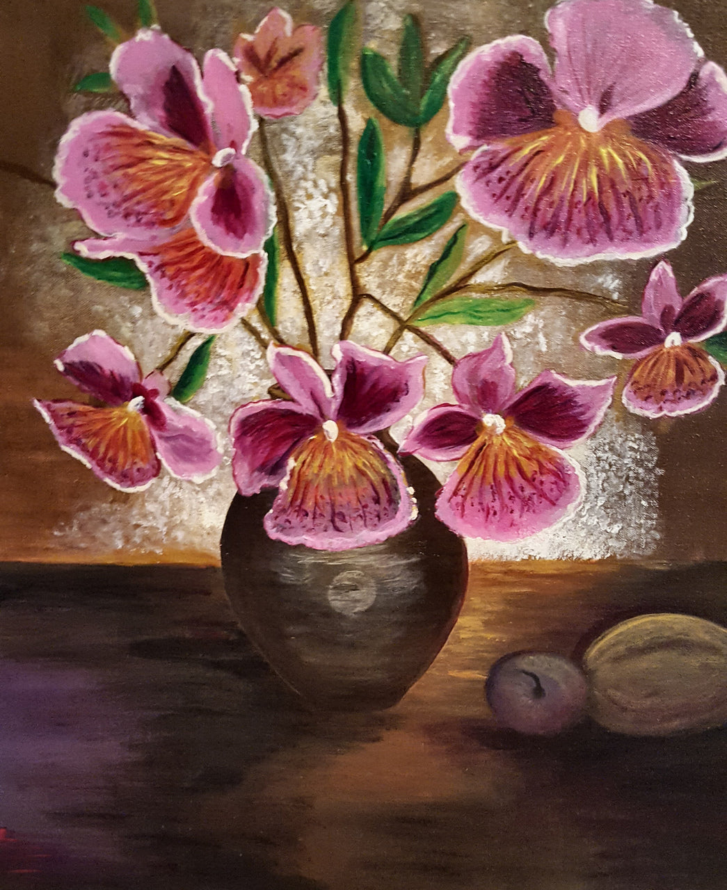 Raymonde Talleyrand 24"x24" Orquídeas en Luz 2014 Acrílico sobre Lienzo