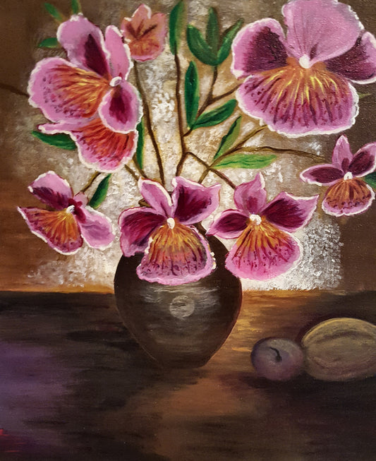 Raymonde Talleyrand 24"x24" Orquídeas en Luz 2014 Acrílico sobre Lienzo