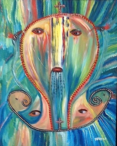 Payas (Pierre-Sylvain Augustin) 40"x30" Rostro y Cruz Acrílico sobre Lienzo #J79