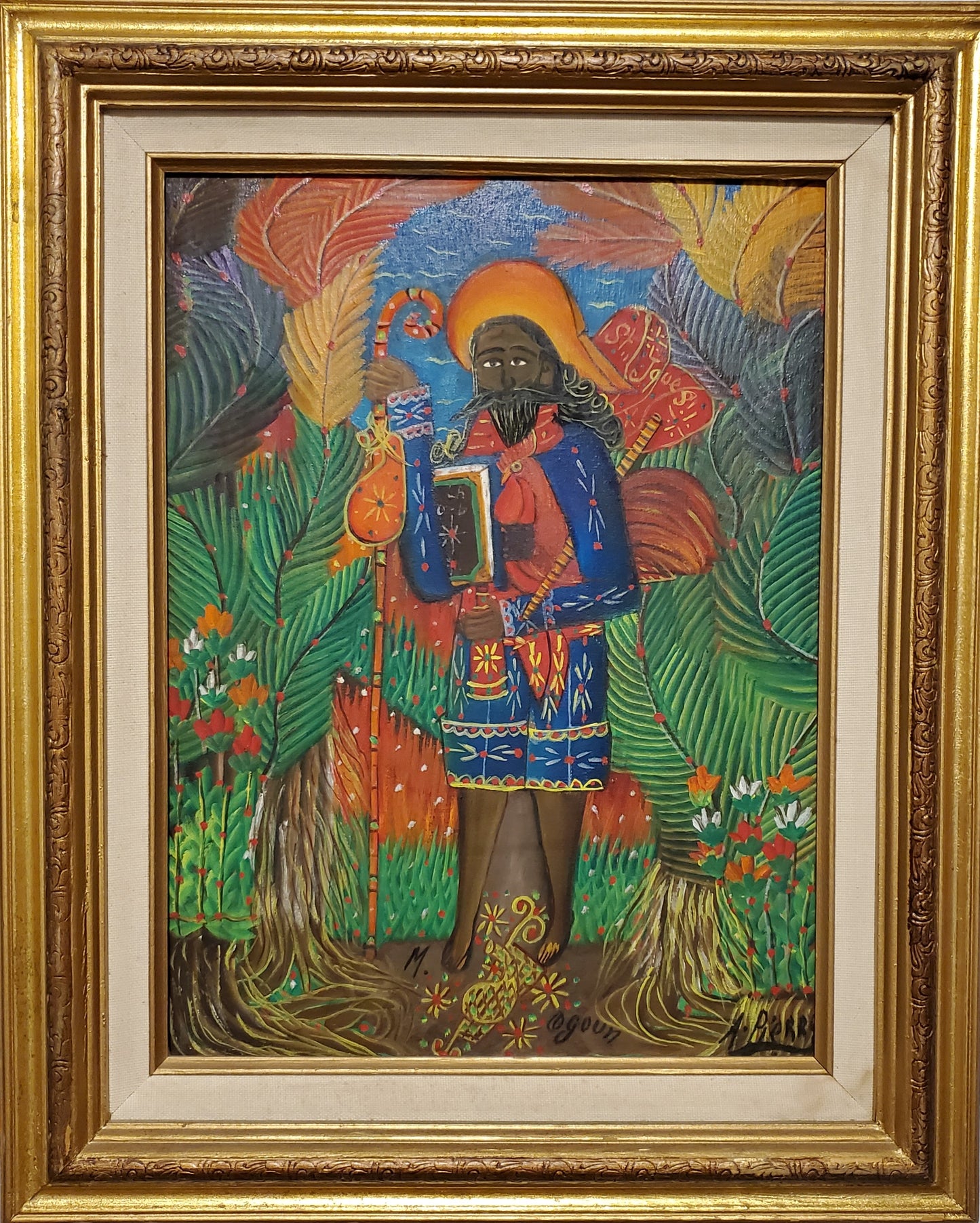 Andre Pierre (1914-2005) 16"x12" Ogoun Óleo sobre lienzo #1MF