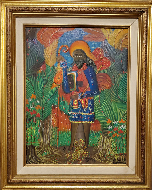 Andre Pierre (1914-2005) 16"x12" Ogoun Óleo sobre lienzo #1MF