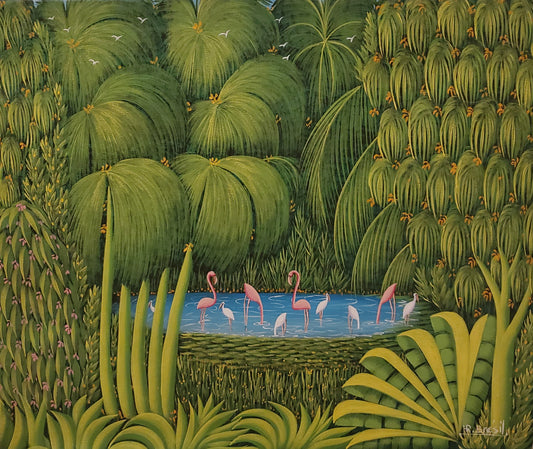 Henri-Robert Bresil (1952-1999) 20"x24" Flamencos c1990 Óleo sobre lienzo #1MF