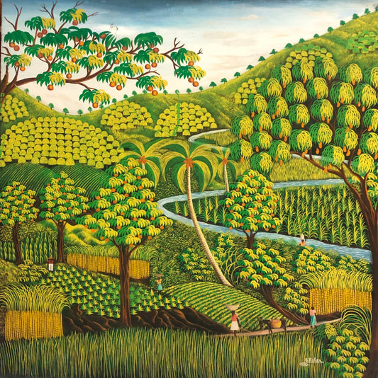 Samuel Roker 48"x48" Paisaje verde Óleo sobre lienzo #41-3-96GN-HA
