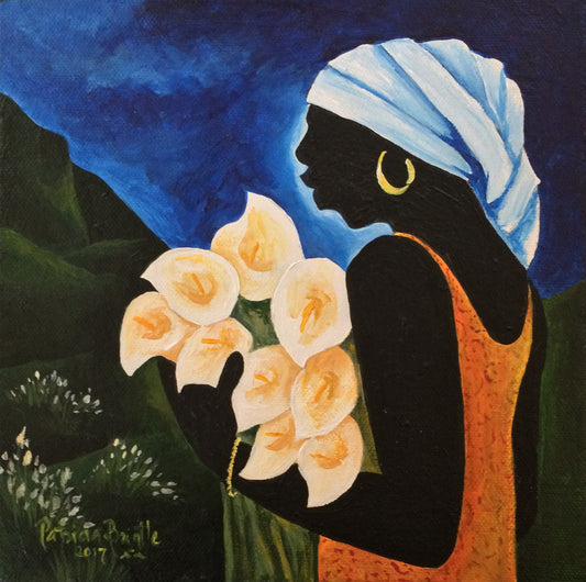 Patricia Brintle 8"x8" Rosalie 2017 Acrílico sobre lienzo #5PB