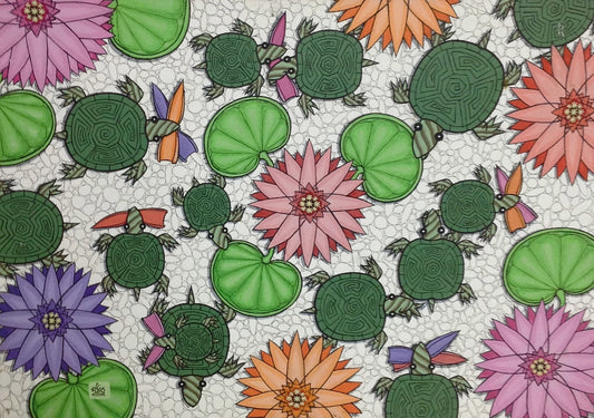 Alix Roy 23"x33" Tortugas Acrílico sobre tabla #2409GN-HA