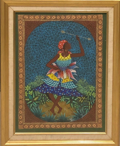 Ismael Saincilus 16"x12" Los bailarines Óleo sobre lienzo Enmarcado #2FC