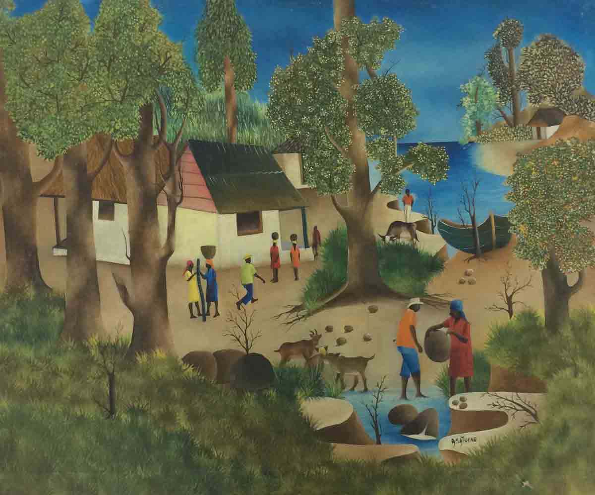 Andre Saturne (1927-1983) 24"x30" Junto al agua c1970's Oil #8-3-96GSN-HA