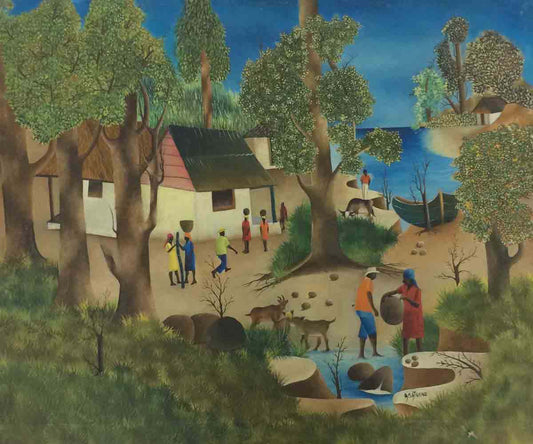 Andre Saturne (1927-1983) 24"x30" Junto al agua c1970's Oil #8-3-96GSN-HA