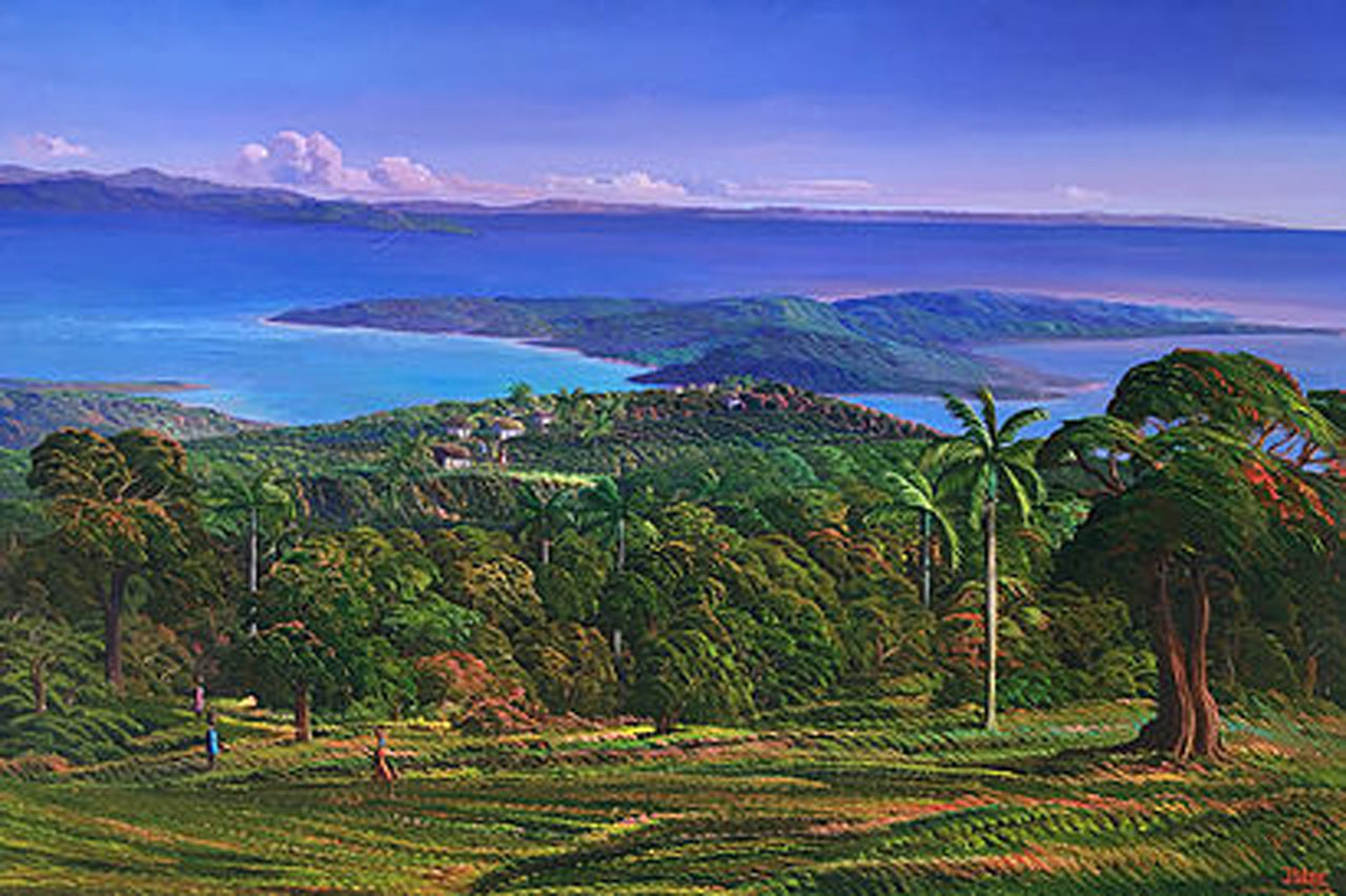 Jean Adrien Seide 40"x60" Paisaje por el agua II Acrílico sobre lienzo #1501GN-HA