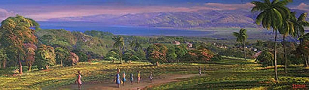 Jean Adrien Seide 12"x40" Sur la route Acrylique sur toile#1500GN-HA