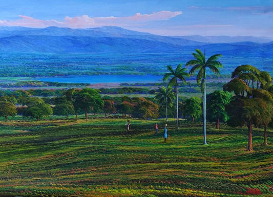 Jean Adrien Seide 24"x30" Vida diaria en el valle 2022 Acrílico sobre lienzo Pintura #21MFN