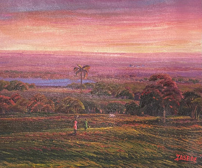 Jean Adrien Seide 8"x10" Dos mujeres al atardecer 2022 Acrílico sobre lienzo Pintura #25MFN