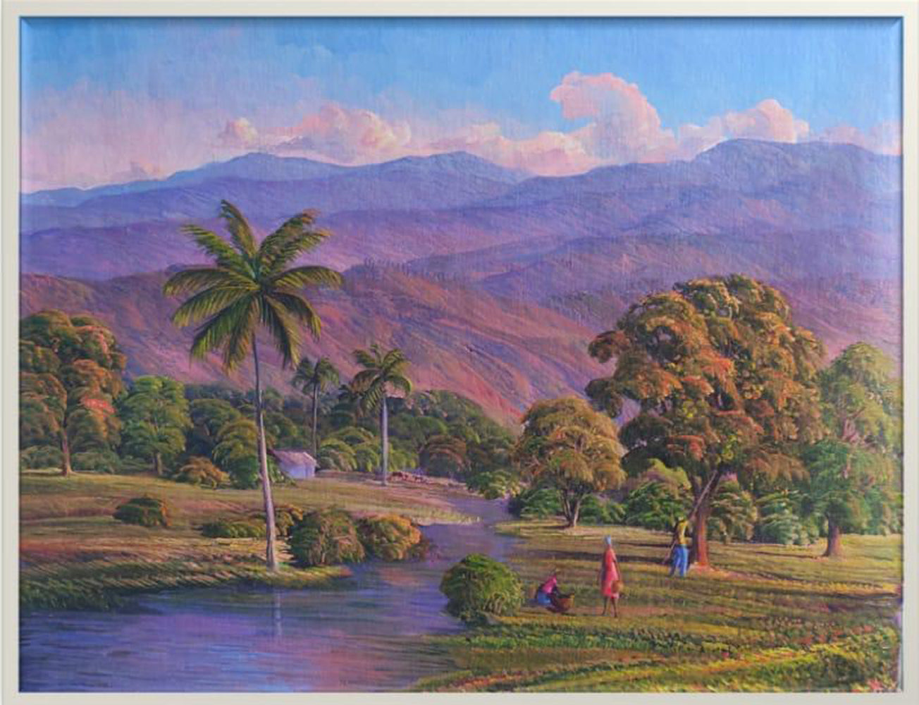 Jean Adrien Seide 20"x24" Vida diaria junto al río 2021 Acrílico sobre lienzo #4MFN