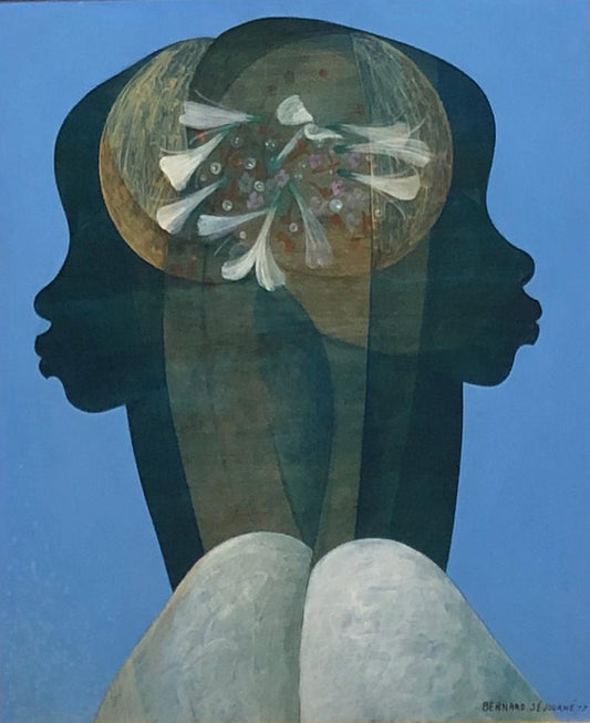 Bernard Sejourne (1947-1994) 24"x20" Rivalry 1977 Acrílico sobre Masonite Enmarcado #5FC