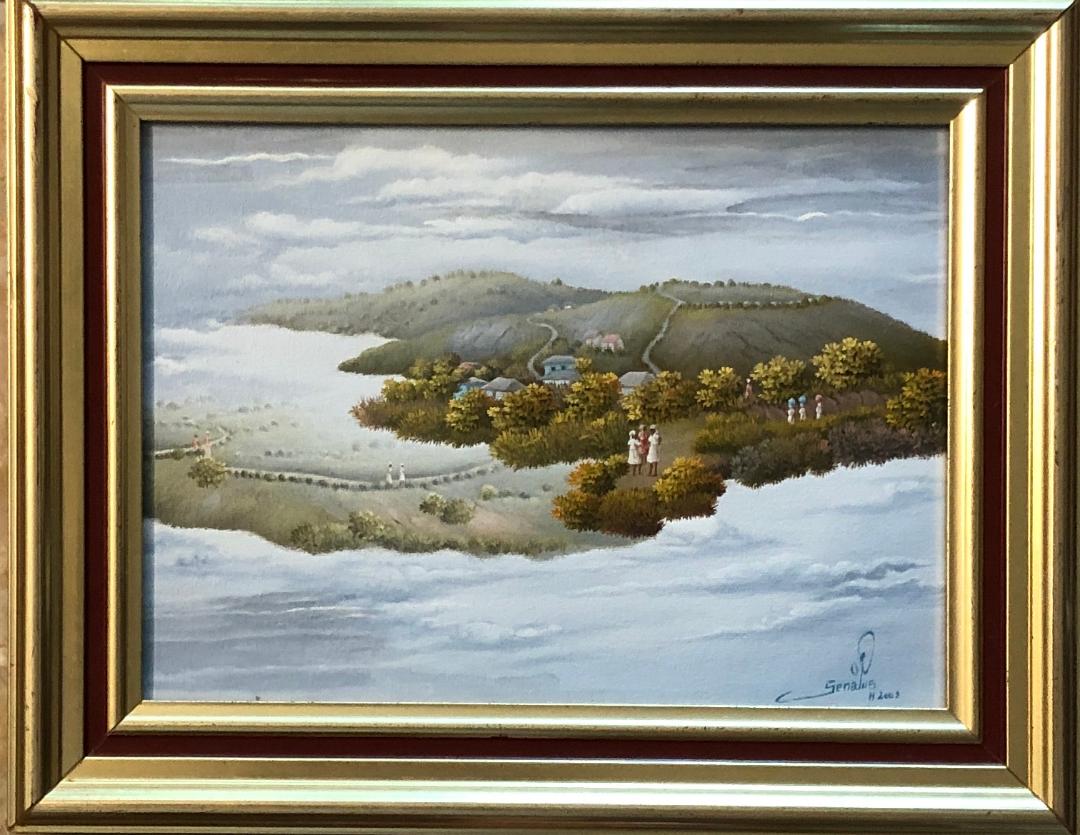 Jean-Louis Senatus 10"x12" Paisaje de ensueño 2009 Óleo sobre lienzo Pintura enmarcada #11-3-96GSN-NY