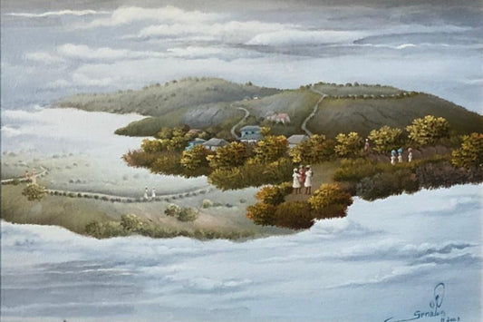 Jean-Louis Senatus 10"x12" Paisaje de ensueño 2009 Óleo sobre lienzo Pintura enmarcada #11-3-96GSN-NY