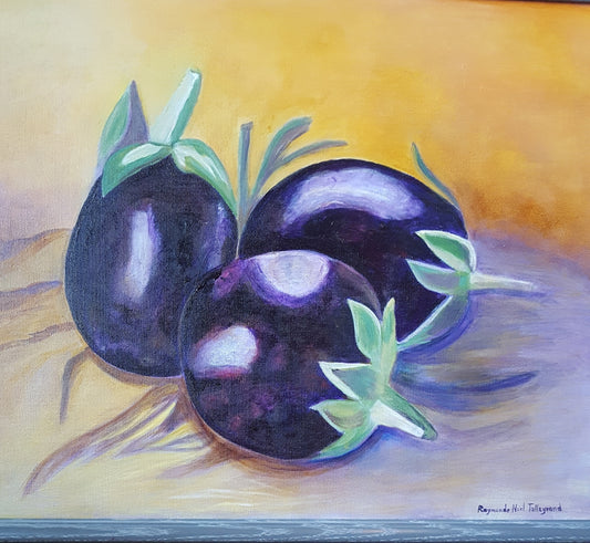 Raymonde Talleyrand 18"x24" Berenjenas 2018 Acrílico sobre lienzo #20RT