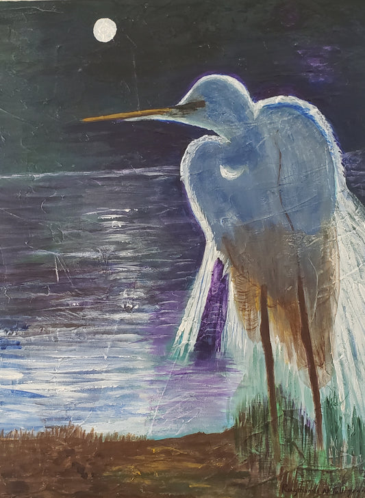 Raymonde Talleyrand 20"x16" Pose & Grace bajo la luz de la luna Acrílico sobre lienzo #25TR