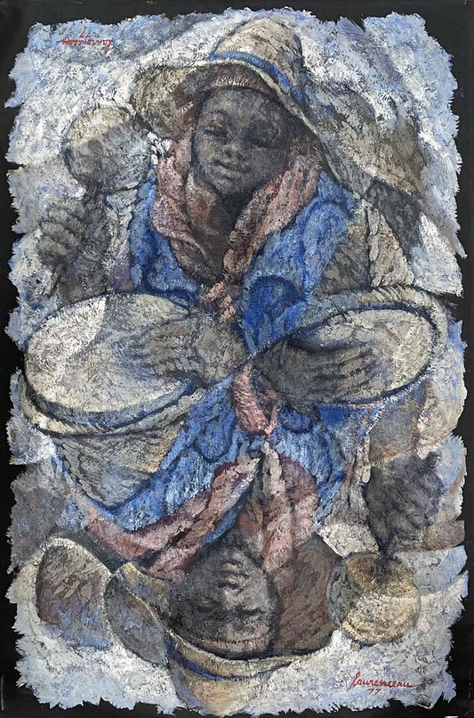 Lyonel Laurenceau (Haitiano, n. 1942) "The Joker" 1977 Acrílico sobre lienzo Pintura 36"h X 24"w #26-3-96GSN-NY