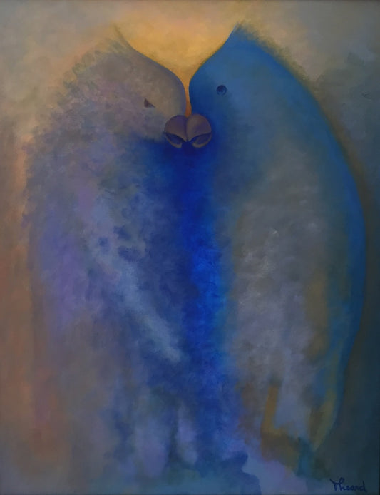 Jean-Pierre Theard 30"x24" Pájaros románticos Óleo sobre lienzo #T-14-037GN-HA
