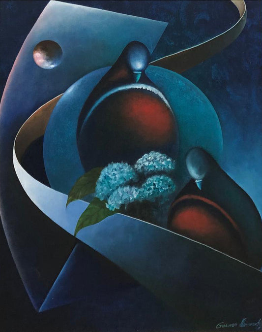 Gasner Thermonfils 20"x16" Love Birds 1995 Acrílico sobre lienzo Enmarcado #1FC