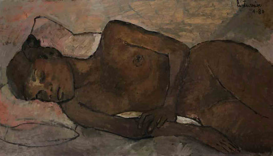 Luce Turnier 24"x48" Mujer negra durmiendo 1980 Acrílico sobre tabla #1901GN-HA