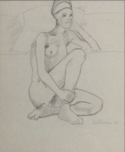 Luce Turnier 10"x12" Dibujo desnudo en crayón sobre papel #396GSN-HA