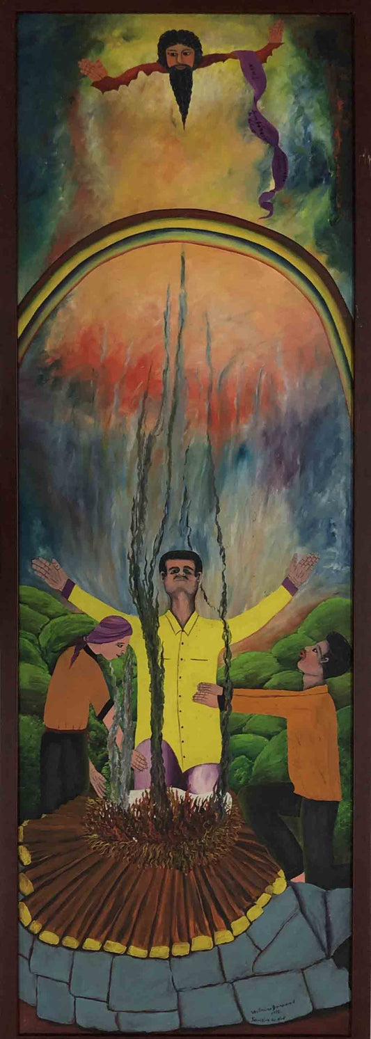 Wilmino Domond 48"x16" Aceite de imploración en Masonite #5-3-96GN-HA