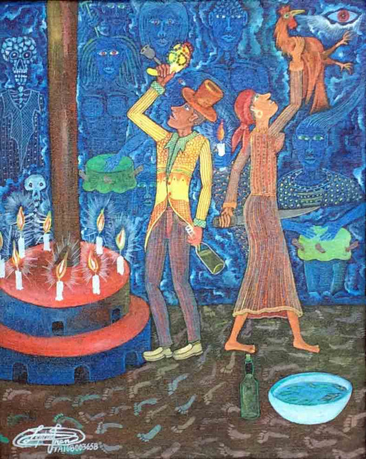 Frantz Zephirin 10"x8" Voodoo Ceremony 2018 Acrílico sobre lienzo #1MFN