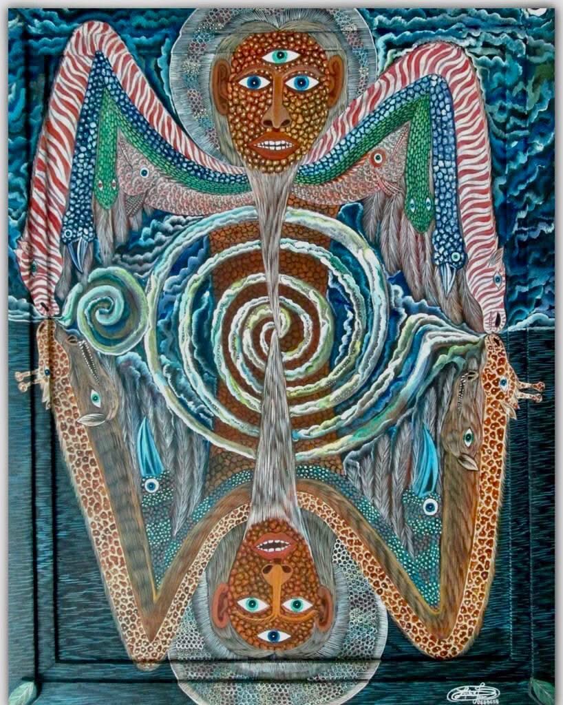 Frantz Zephirin 46"x36" Acrylique spiritueux doublé sur panneau dur #J46-HA