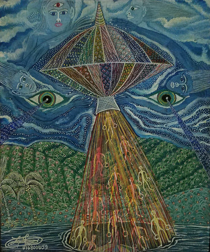 Frantz Zephirin 10"x8" Sin título/The Evil Eyes 1995 Acrílico sobre lienzo #2JN-HA