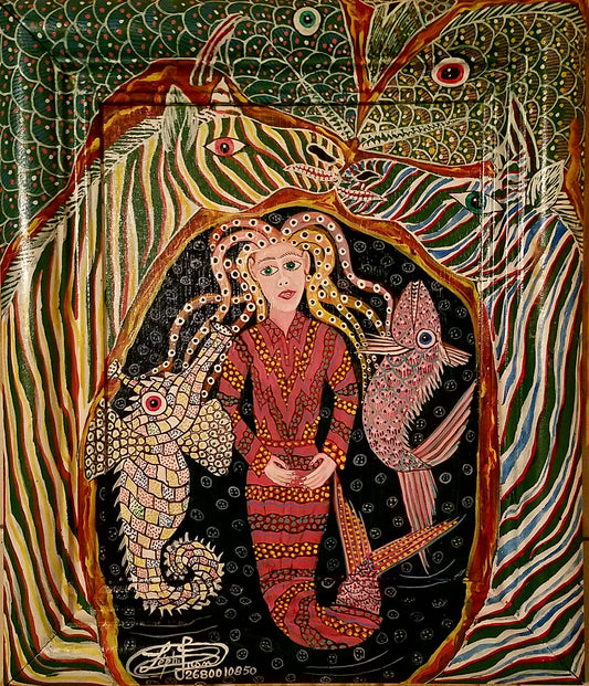 Frantz Zephirin 10"x8" La Sirene 2020 Acrílico sobre tabla con marco pintado #1JN-HA