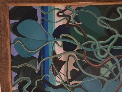 Bernard Sejourne (1947-1994) 48"x60" Green By The Beach 1984 Acrílico sobre Masonite 2409GN-HA