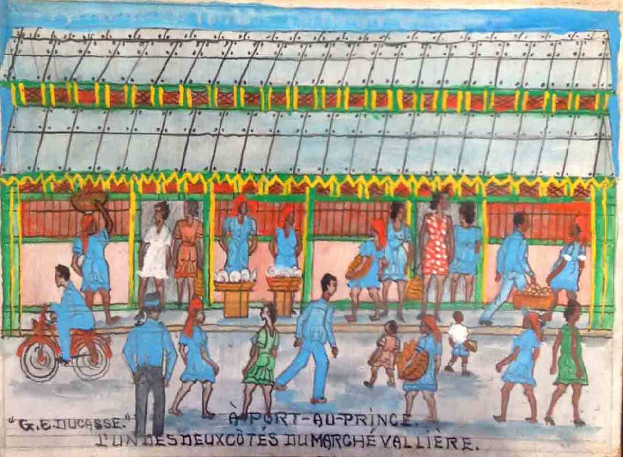 Gervais Emmanuel Ducasse (1903-1988) 16"x24" 1978 "En Port-au-Prince, uno de los dos Cotes Du Marche Valliere" Óleo a bordo #24MFN
