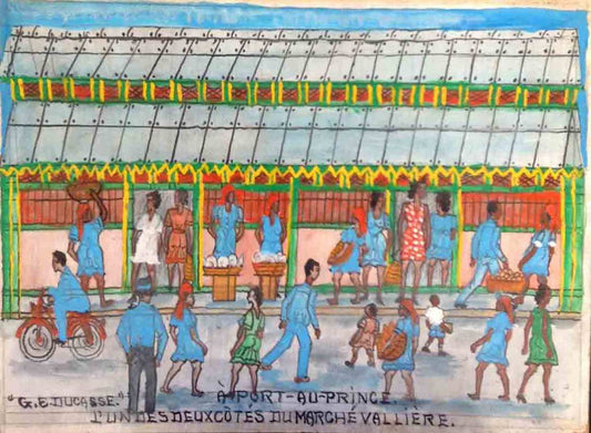 Gervais Emmanuel Ducasse (1903-1988) 16"x24" 1978 "En Port-au-Prince, uno de los dos Cotes Du Marche Valliere" Óleo a bordo #24MFN