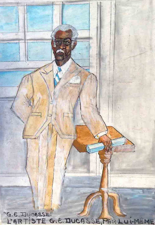 Gervais Emmanuel Ducasse (1903-1988) 24"x16" 1978 "El artista G.E. Ducasse, solo" Óleo sobre tabla #1MFN