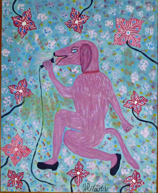 Gerard Fortune 24"x20" Perro cantor Acrílico sobre lienzo #4-2-95MFN