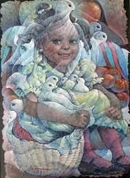 Lyonel Laurenceau 36"x24" Niña 1991 Acrílico sobre lienzo #J2