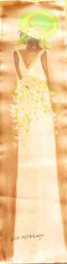 Jeanne Elie Rigaud Joseph 38"x10" Chica joven con sombrero verde 2006 Acrílico sobre lienzo #1MFN