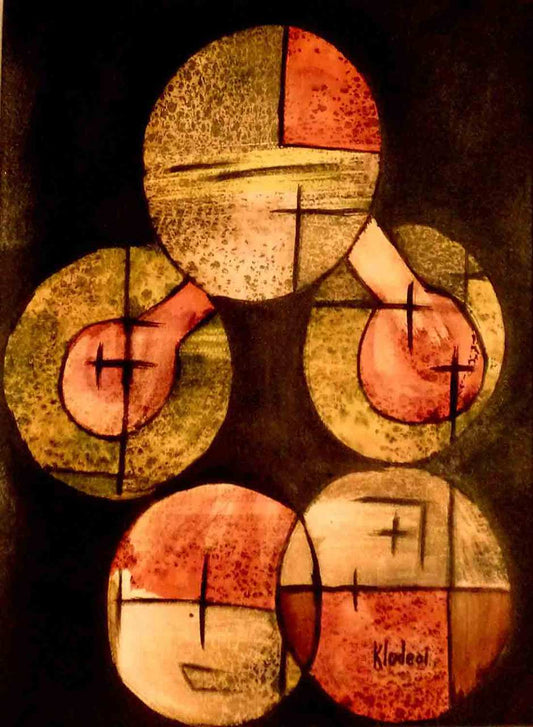 Claude (KLODE) Garoute 14"x11" SIN TÍTULO 2001 Soleil Brule Mixed Media /Papel #KA17MMS