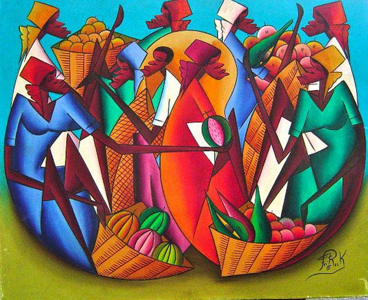 Fritz Rock 20"x24" Comerciantes 1977 Óleo sobre lienzo #2-2-95MFN