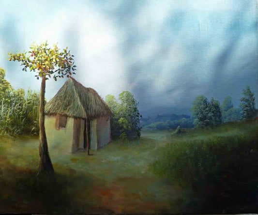 Ernst Jean-Louis 16"x24" c1990 Paisaje Escena rural Óleo sobre lienzo #9-3-96MFN