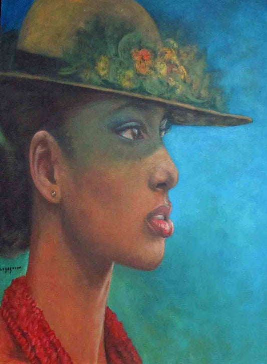 Jean-Claude Legagneur 30"x30" Mujer de Haití Acrílico sobre Lienzo J35-HA