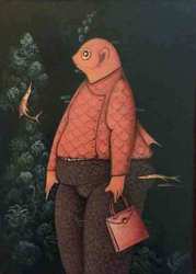 Andre Blaise 10"x8" The Male Fish Professional 2017 Óleo a bordo #2MFN