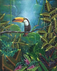 Jacques Geslin 10"x8" Loro Óleo sobre lienzo #1600GN-HA